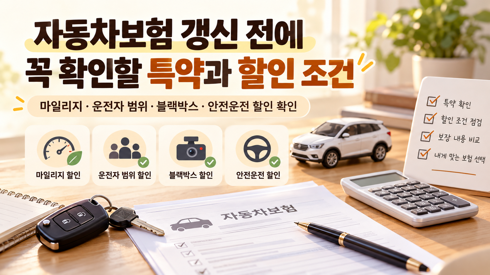자동차보험 갱신 전에 꼭 확인할 특약과 할인 조건